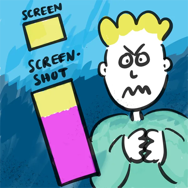 Cartoon: screen grabs being glued together