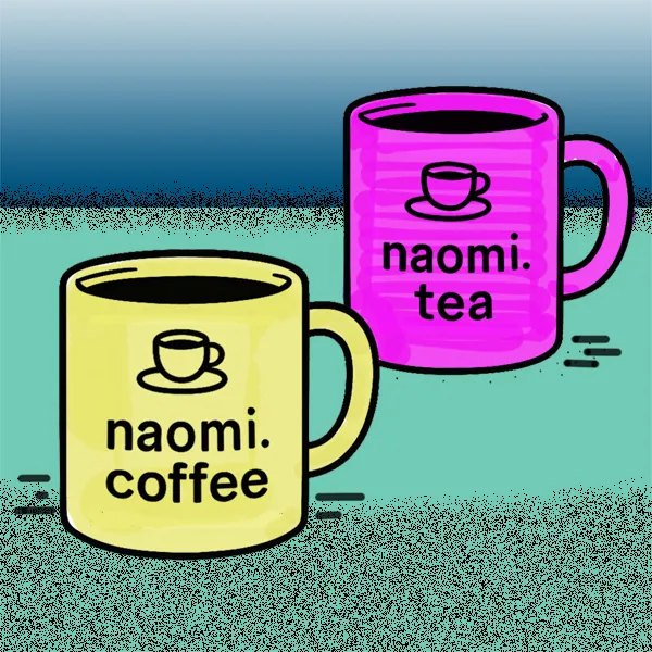 Coffee cups with humorous domain names