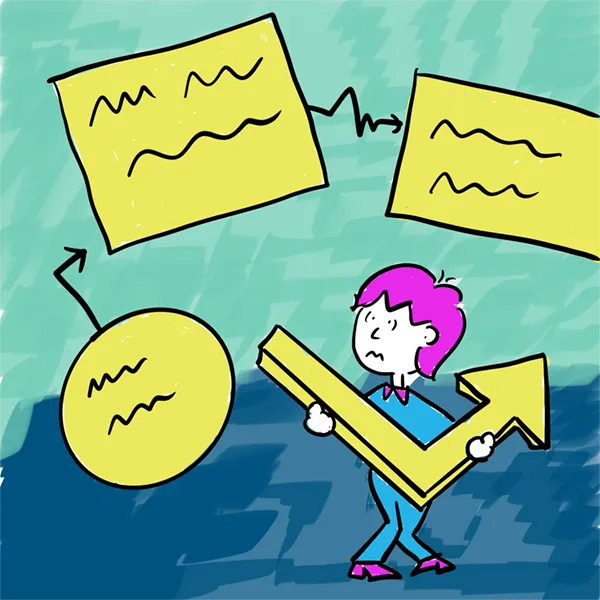 Cartoon: 3-D flow chart