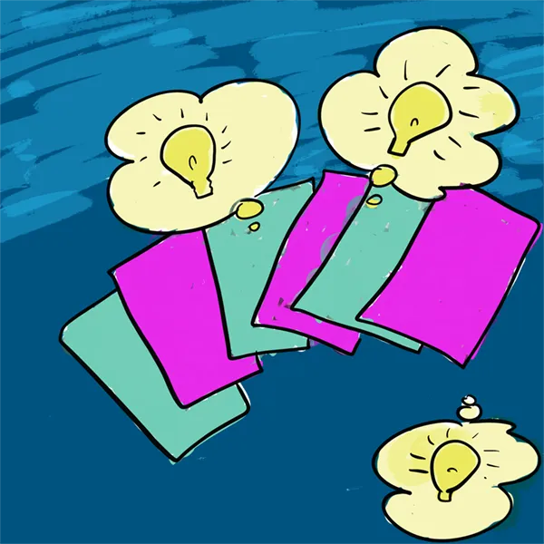 cartoon: a deck of cards with idea lightbulbs