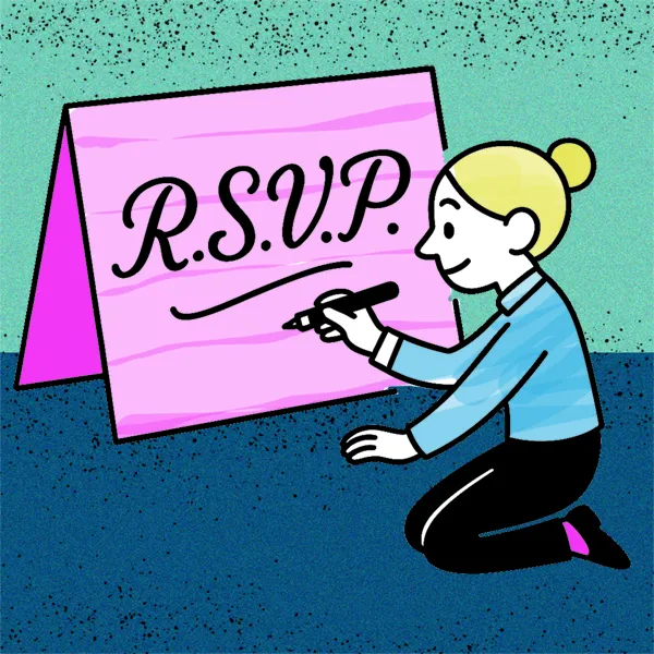 Cartoon of someone creating an invitation