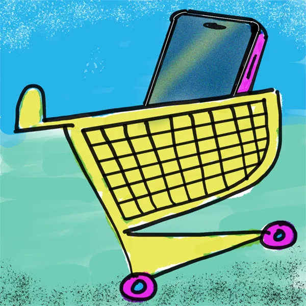 Cartoon: iPhone in shopping cart