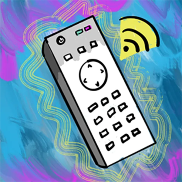 A remote control sending out a signal