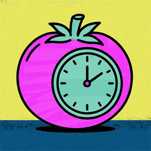 Cartoon of a tomato clock
