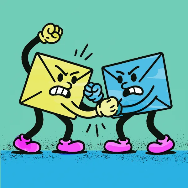 Cartoon: Email clients fighting with each other