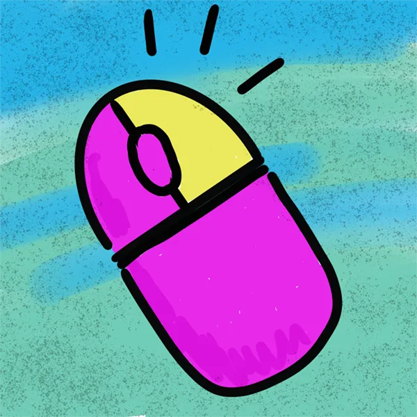 Cartoon: computer mouse with the right side highlighted