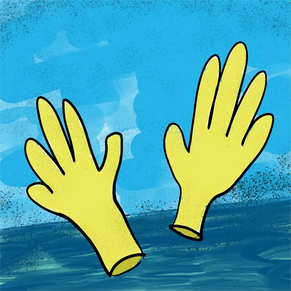Cartoon: yellow dishwashing gloves